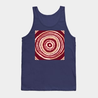 Maroon Red Shibori Circle Tie Dye Pattern Tank Top